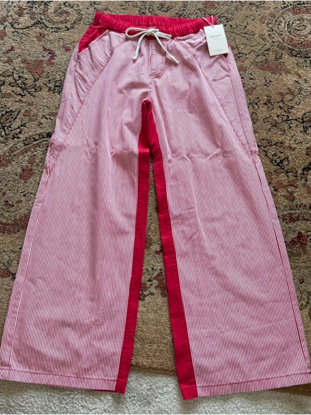 Women’s Red and White Pants - Comfort Drawstring